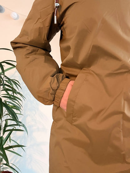 Laura Jo - Imperméable fourré long fausse fourrure camel intérieur sherpa beige - Curvy