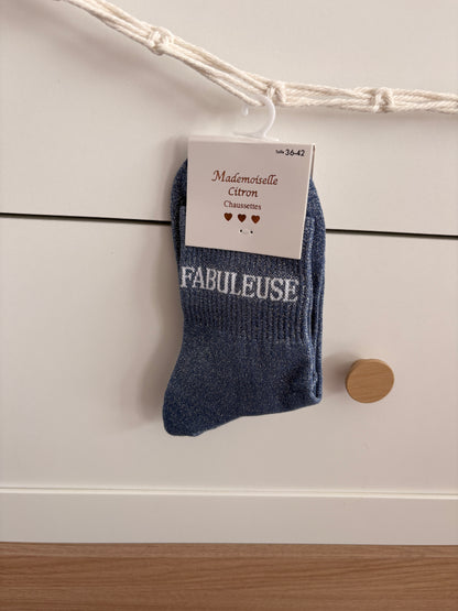 Chaussettes hautes pailletées “Fabuleuse”