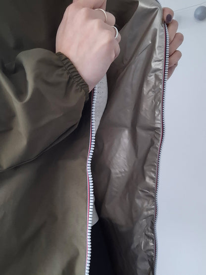 Manteau imperméable réversible mi-long léger Kaki/doré