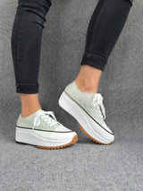 Zapatillas bajas de plataforma de lona color verde agua