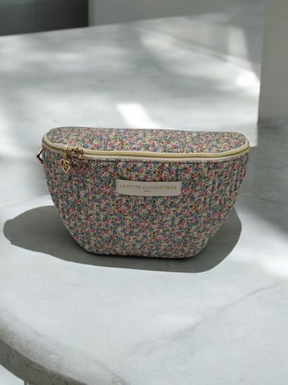 Sac banane en coton liberty fleuri rose pastel « La Ptite cachottière »