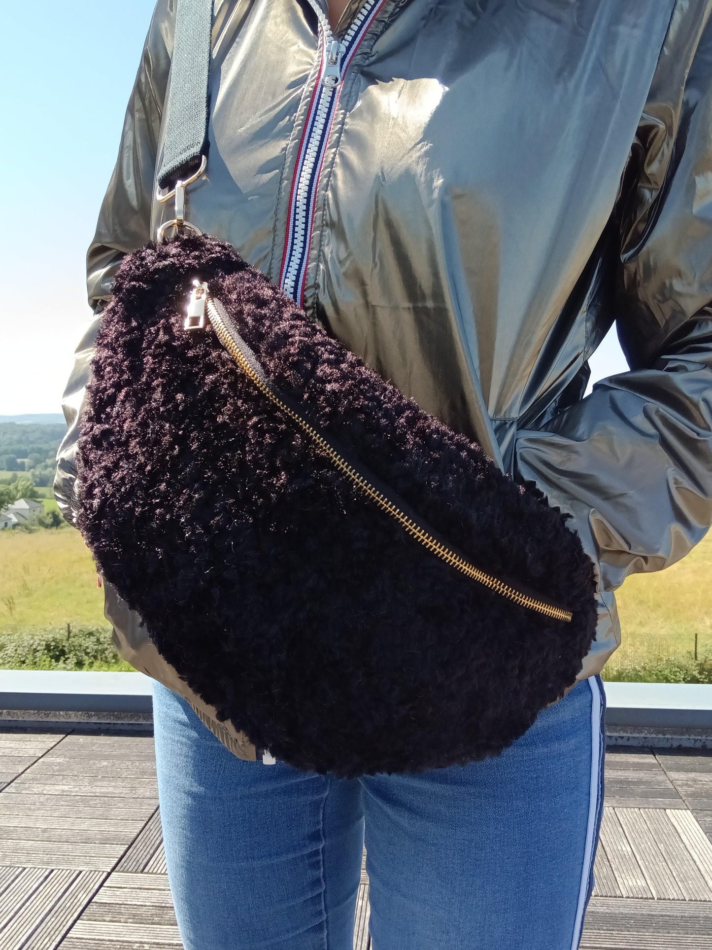 Sac Banane en Mouton Synthétique noir