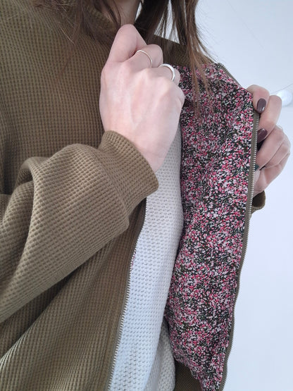 Veste bombers zippée kaki liberty rose