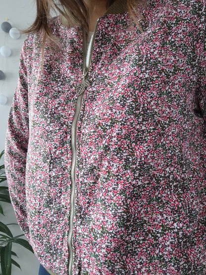 Veste bombers zippée kaki liberty rose