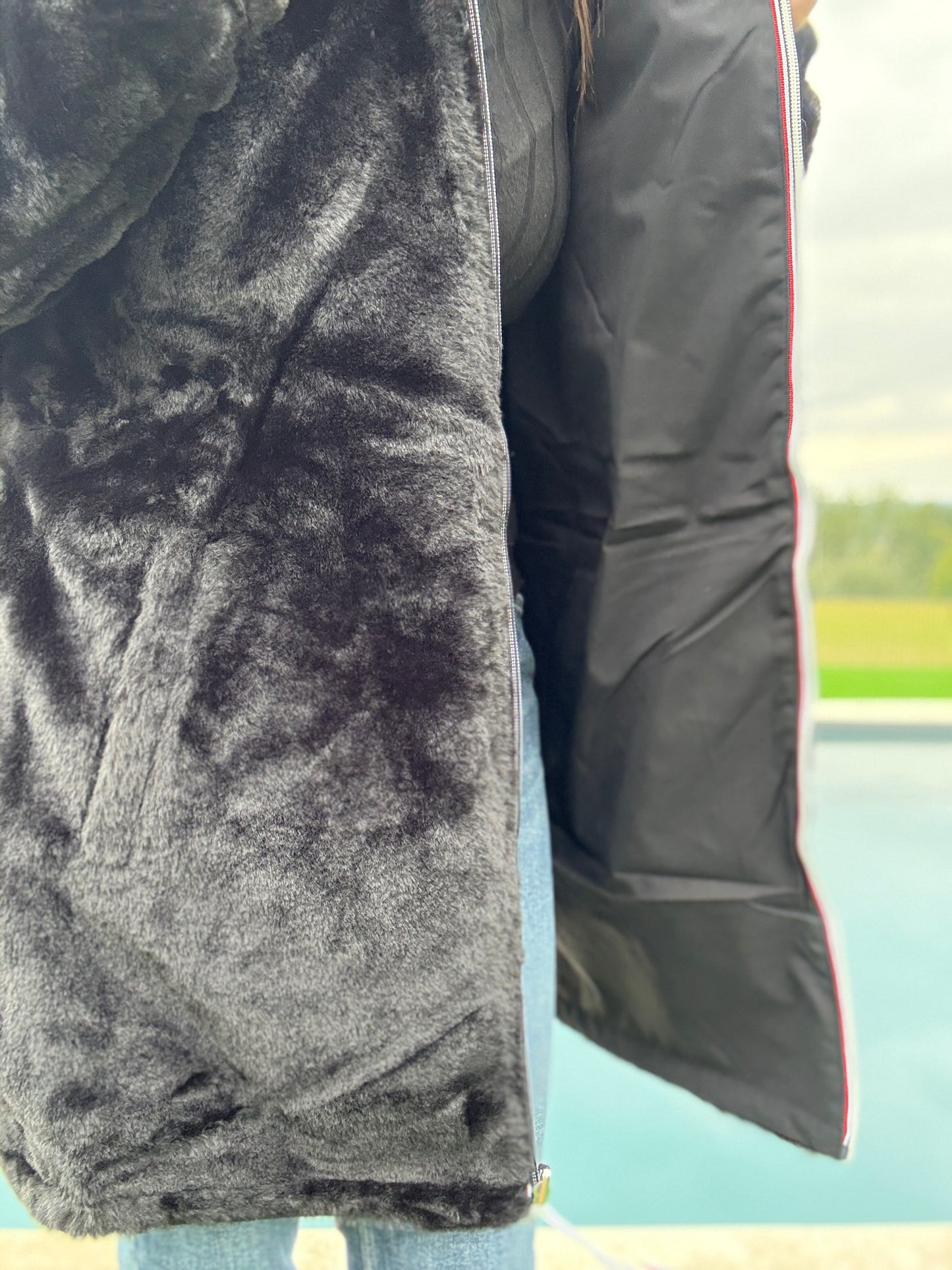 New Lolo - Manteau long noir fourré complet réversible imperméable - Curvy