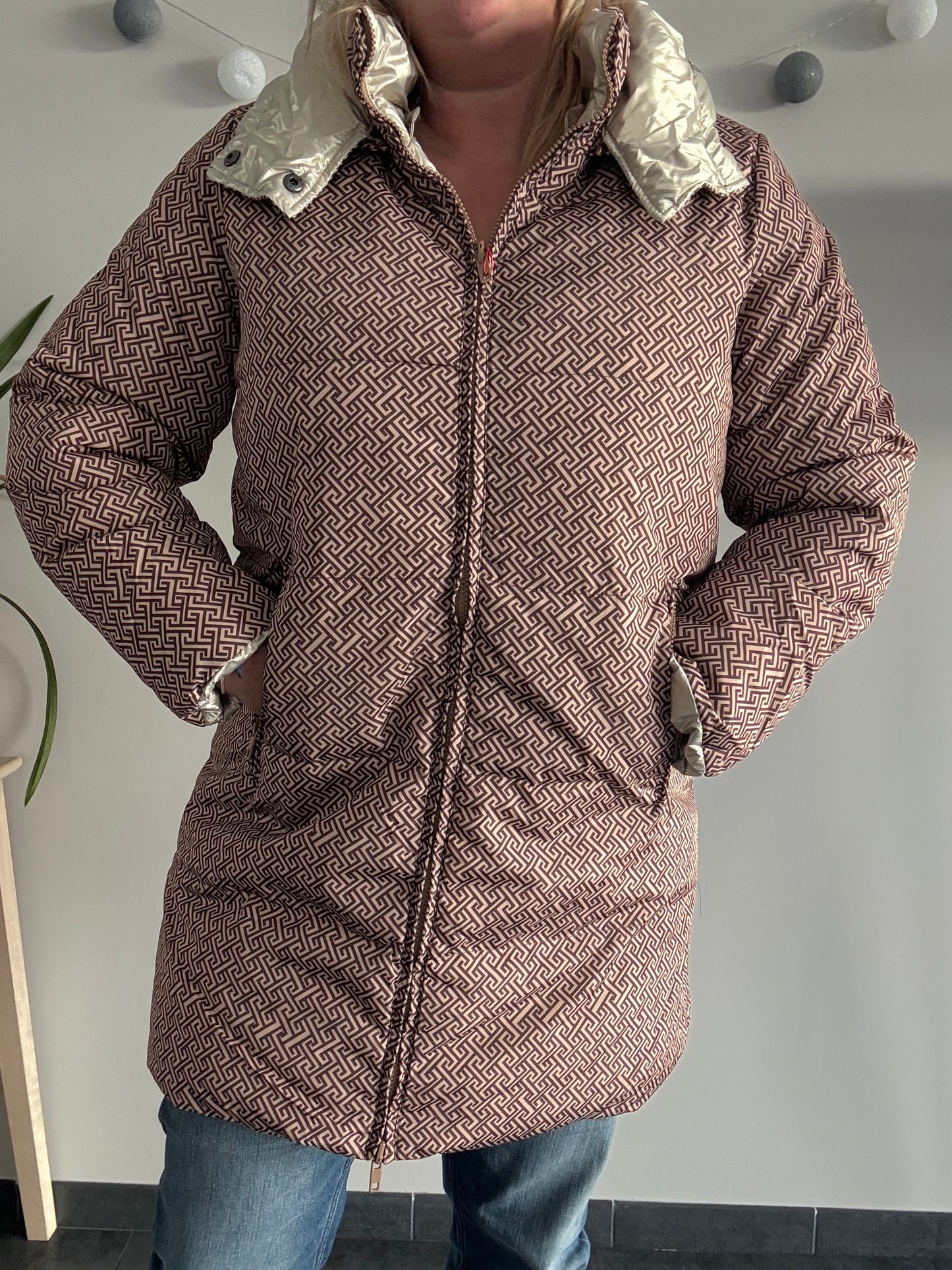 Escandelle - Manteau long  réversible imperméable matelassé marron doré