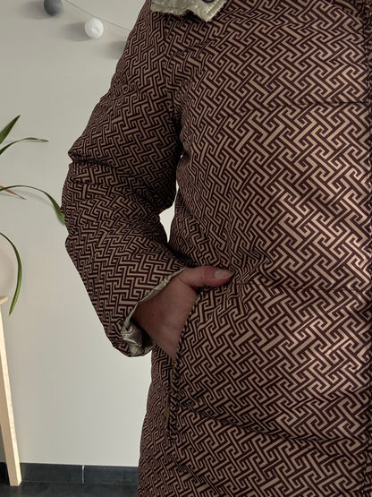 Escandelle - Manteau long  réversible imperméable matelassé marron doré