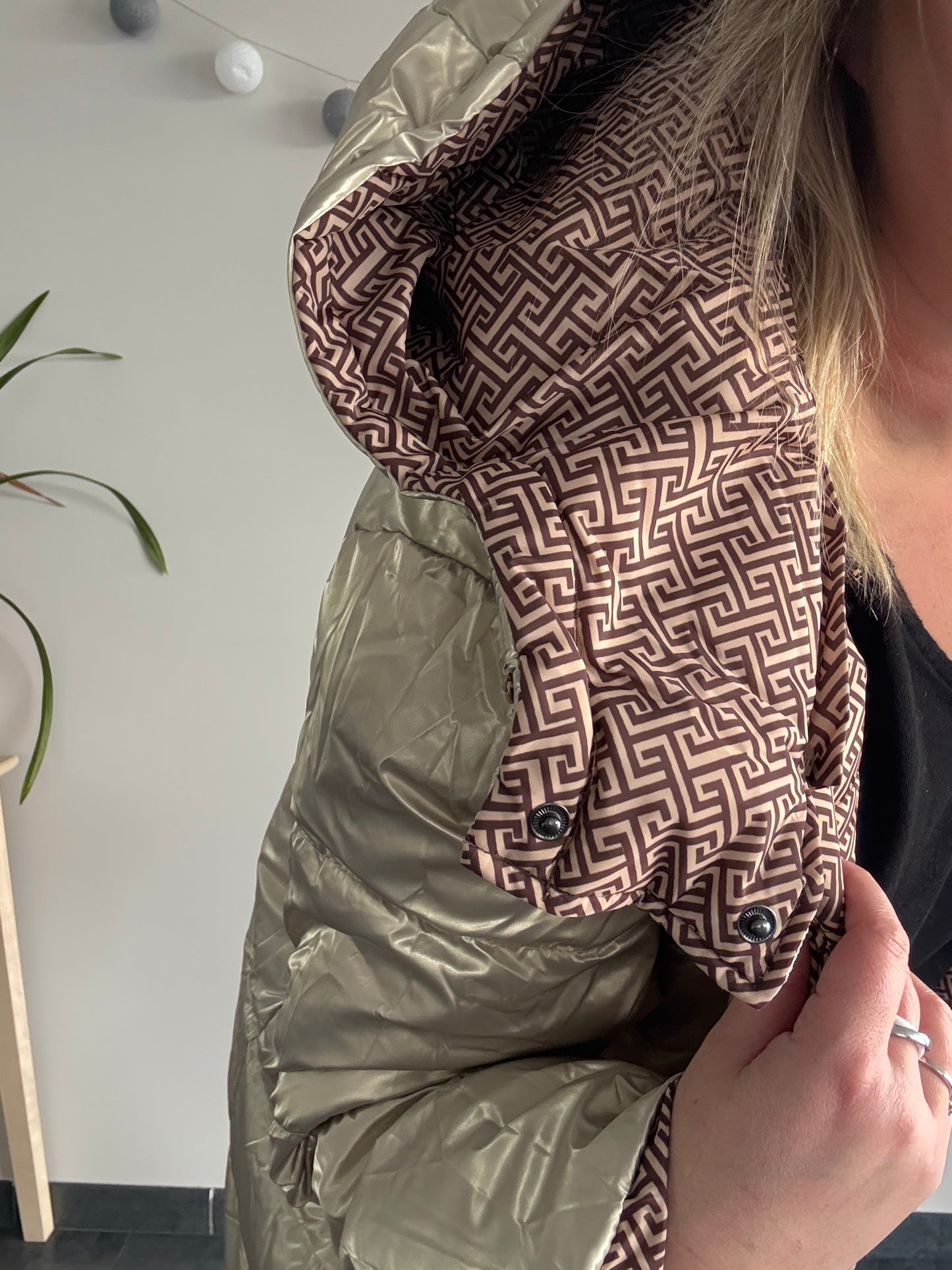 Escandelle - Manteau long  réversible imperméable matelassé marron doré