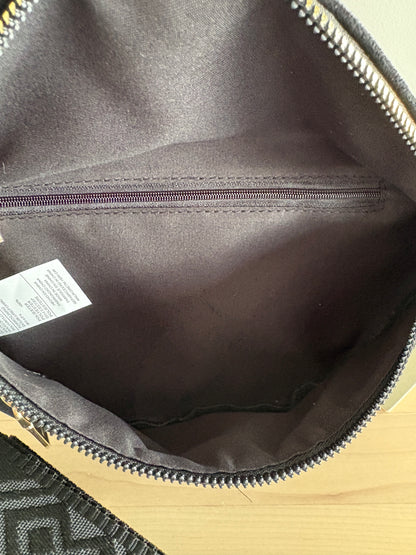 Sac banane toucher daim 2 poches noir sangle fantaisie