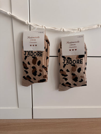 Calcetines Altos con Lentejuelas de Leopardo I love - Calcetines para Mujer