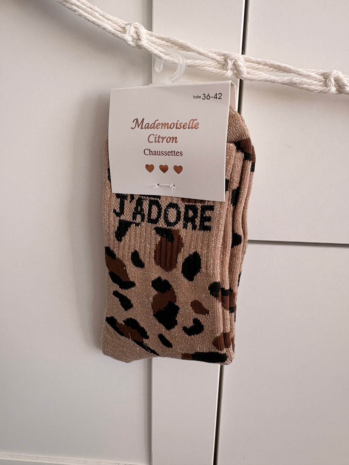 Calcetines Altos con Lentejuelas de Leopardo I love - Calcetines para Mujer