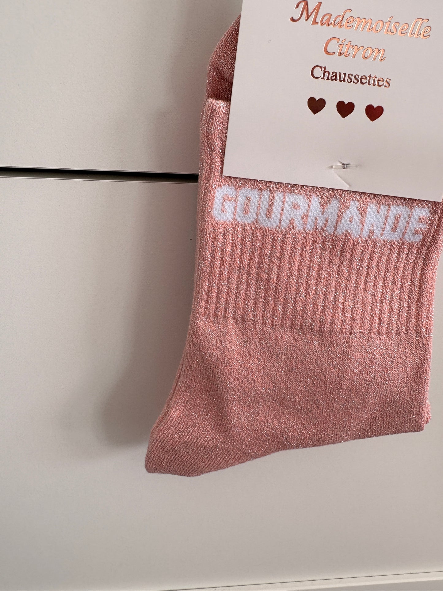 Chaussettes hautes pailletées “Gourmande”