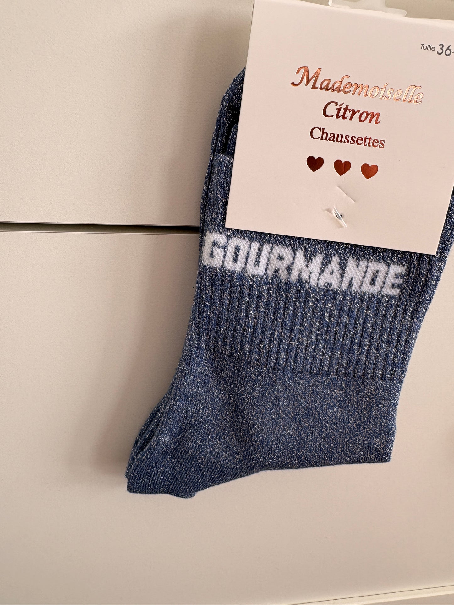 Chaussettes hautes pailletées “Gourmande”