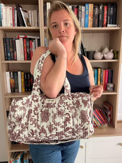 Sac Polochon  Matelassé Toile de Jouy – Amour