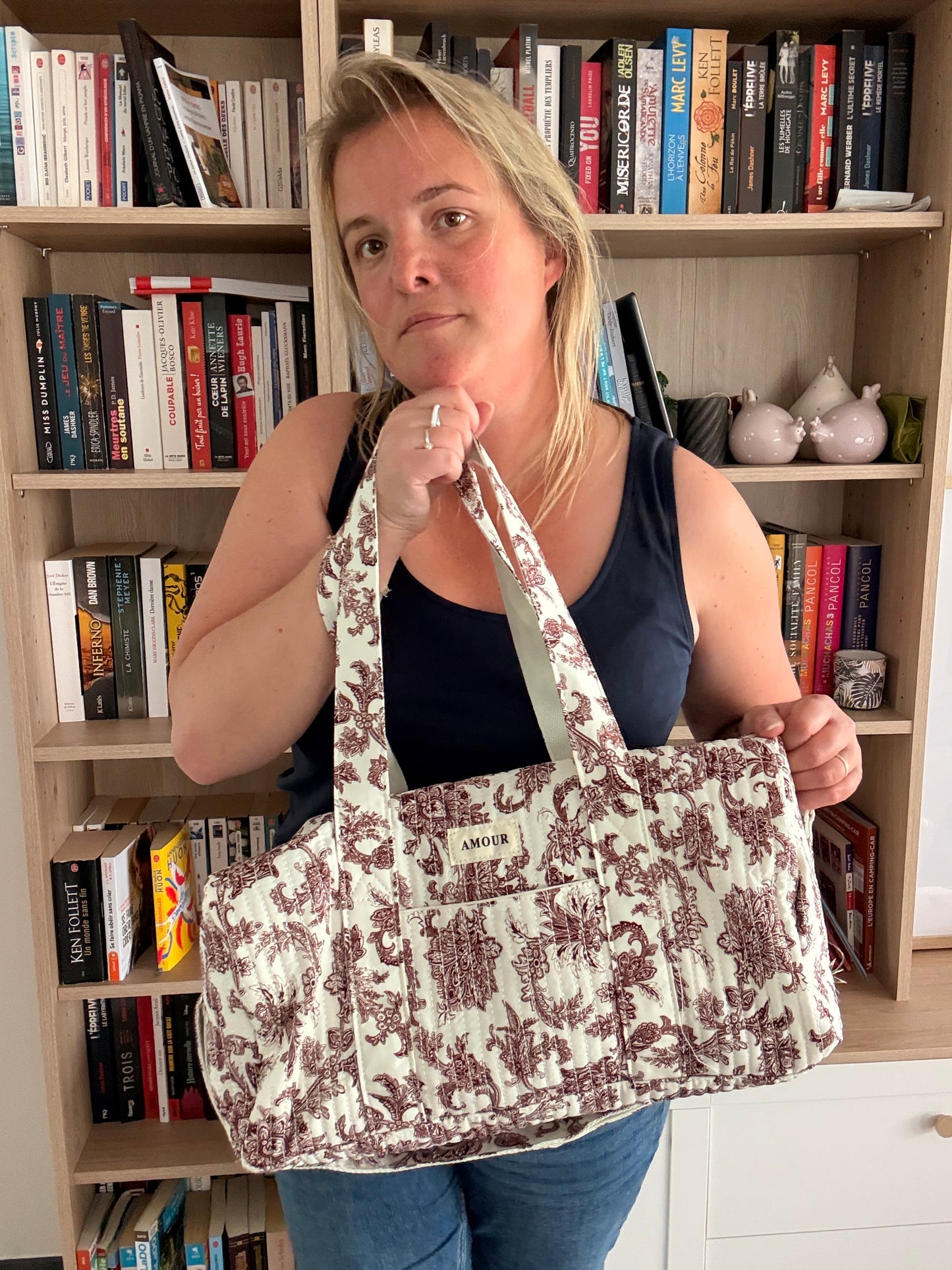 Sac Polochon  Matelassé Toile de Jouy – Amour