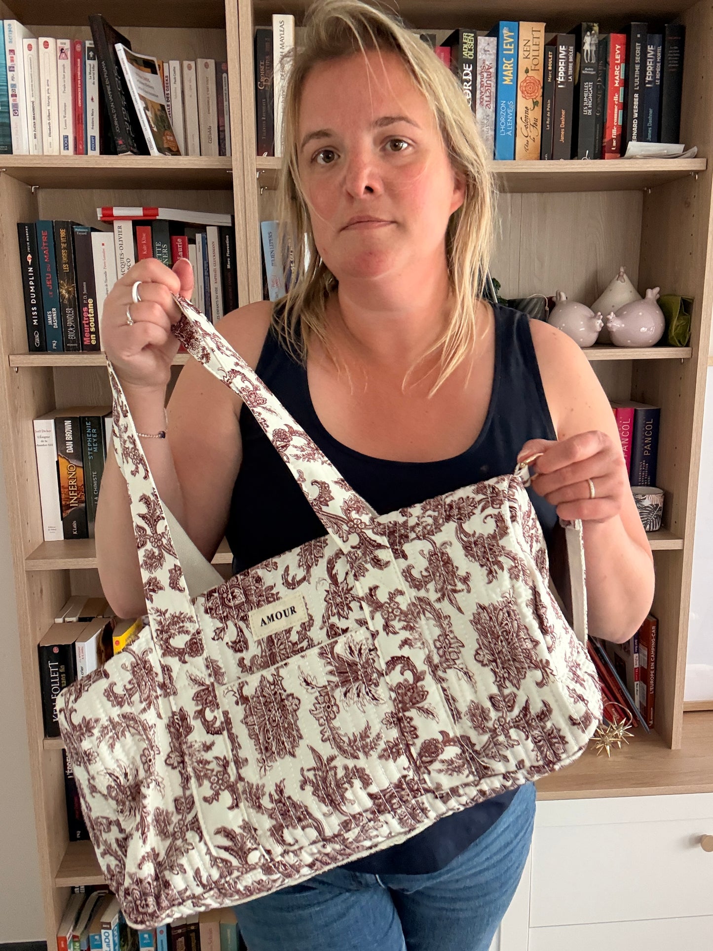 Sac Polochon  Matelassé Toile de Jouy – Amour