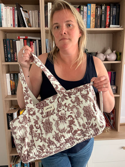 Sac Polochon  Matelassé Toile de Jouy – Amour