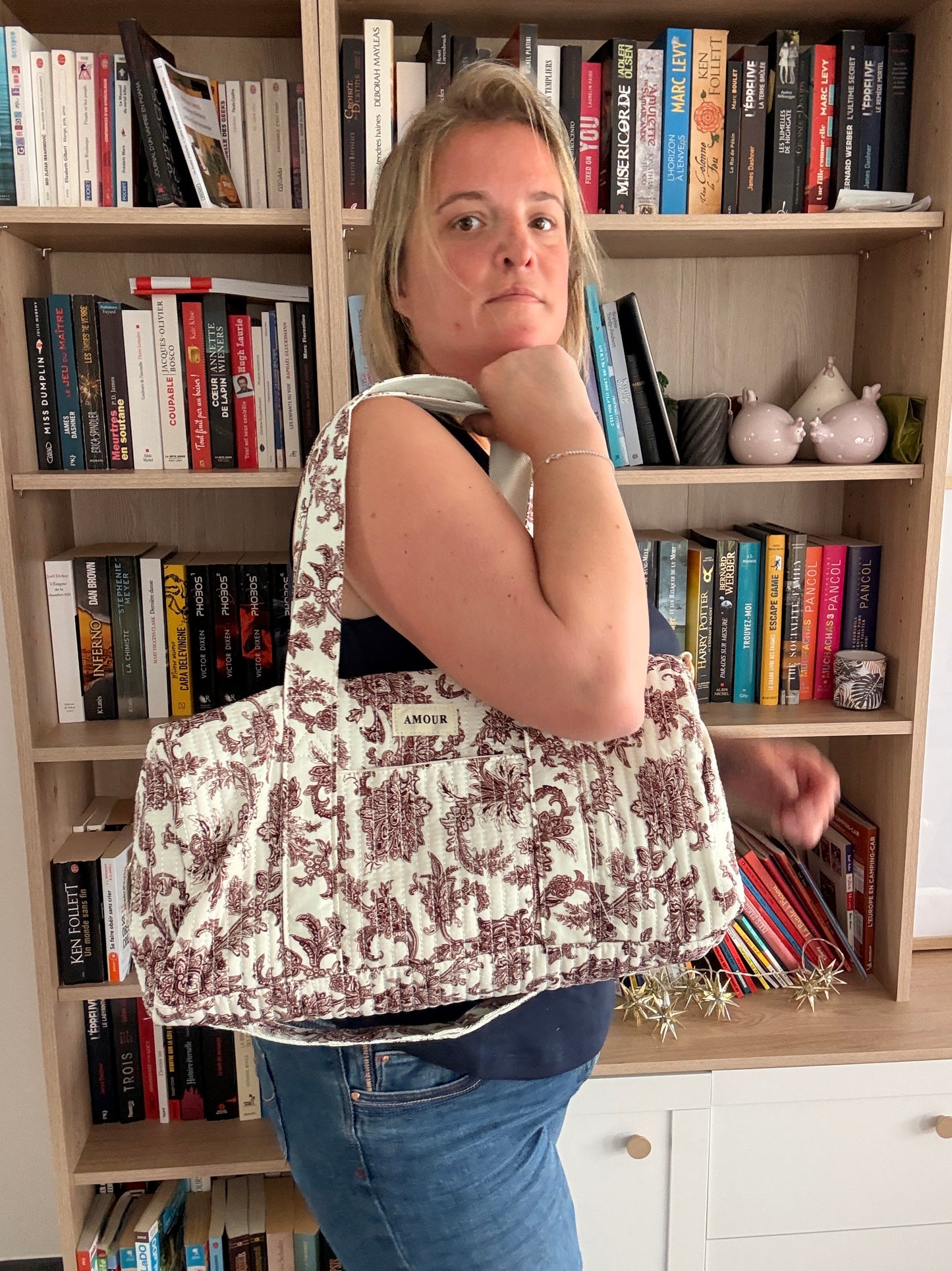 Sac Polochon  Matelassé Toile de Jouy – Amour