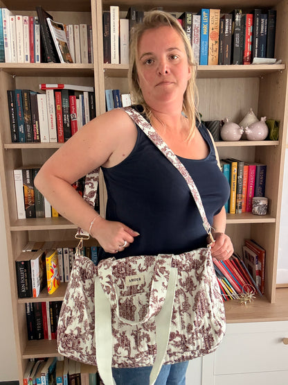 Sac Polochon  Matelassé Toile de Jouy – Amour