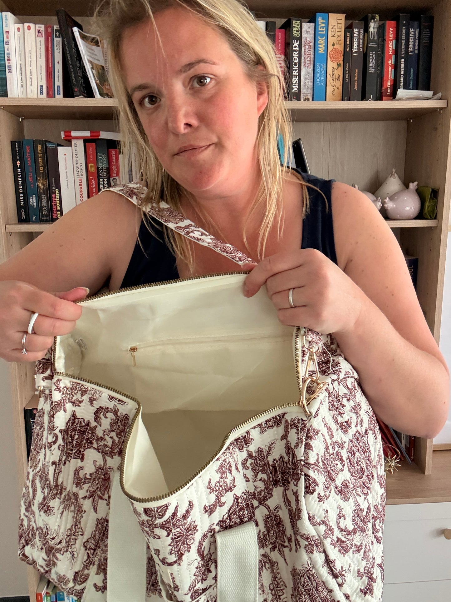 Sac Polochon  Matelassé Toile de Jouy – Amour
