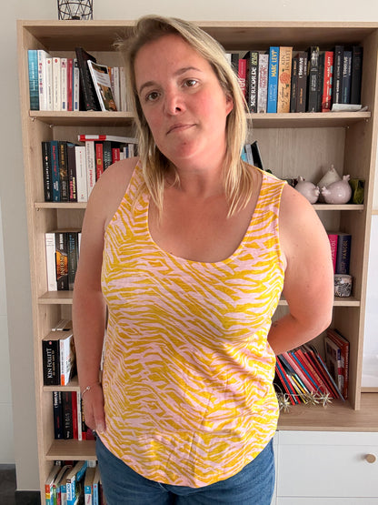 Débardeur Upcyclé Bariolé Jaune – Coton & Lin, Fabriqué au Portugal