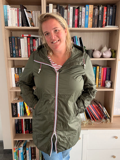 Laura Jo - Parka manteau kaki imperméable long fine doublure