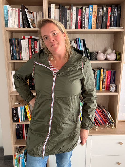 Laura Jo - Parka manteau kaki imperméable long fine doublure