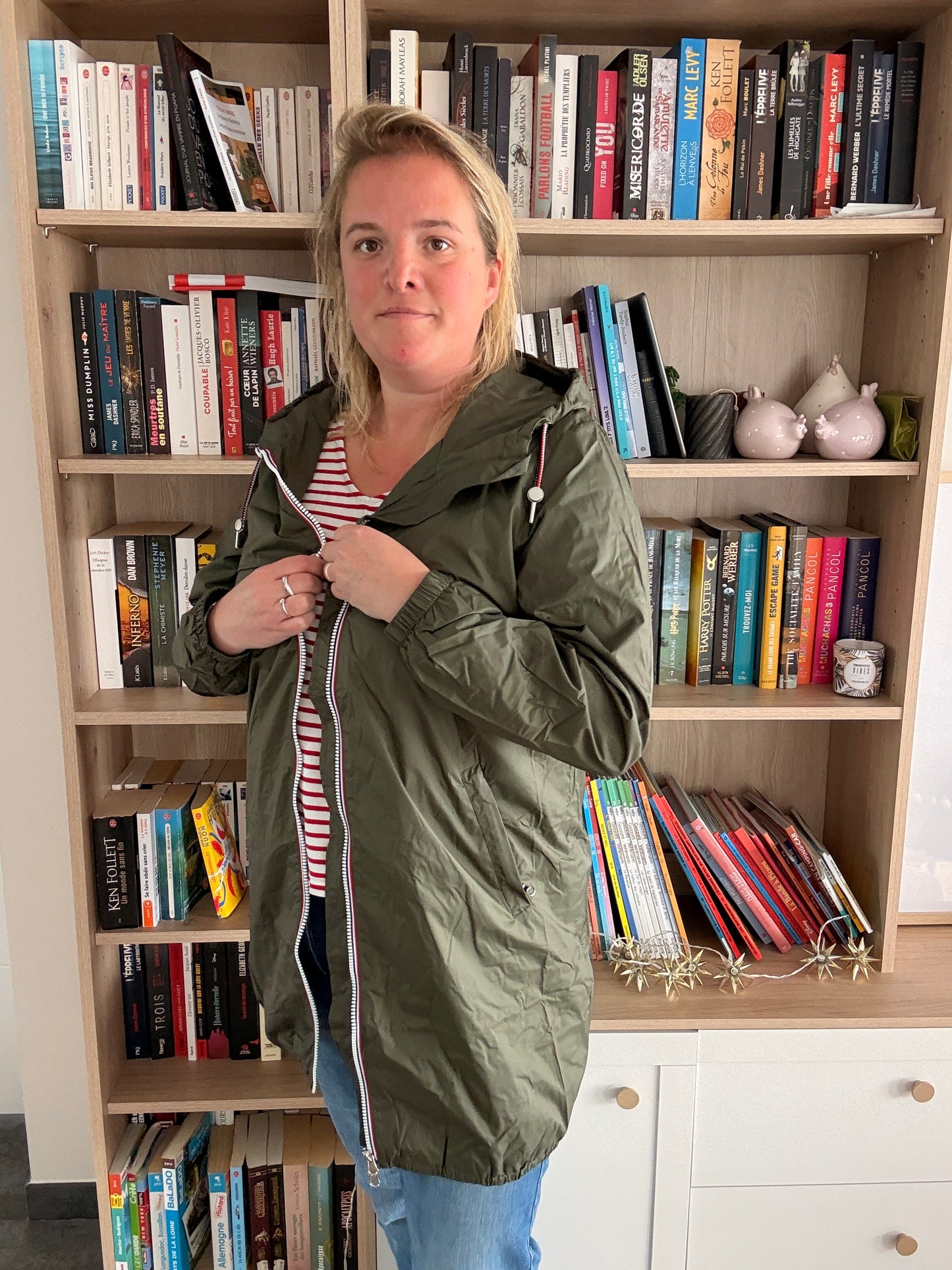 Laura Jo - Parka manteau kaki imperméable long fine doublure