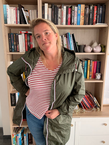 Laura Jo - Parka manteau kaki imperméable long fine doublure