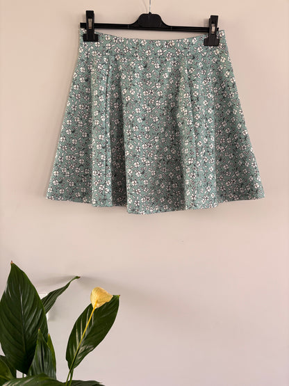 Jupe Courte Fleurie Bleu Turquoise taille L