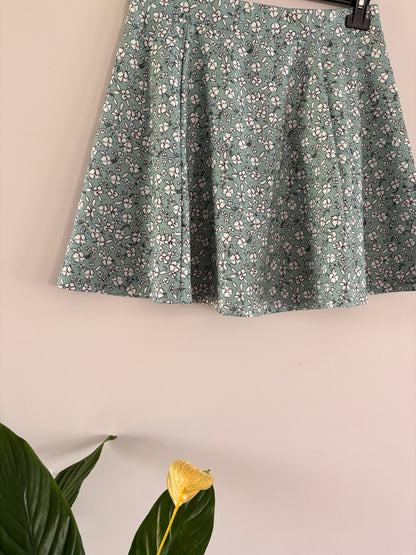 Jupe Courte Fleurie Bleu Turquoise taille L