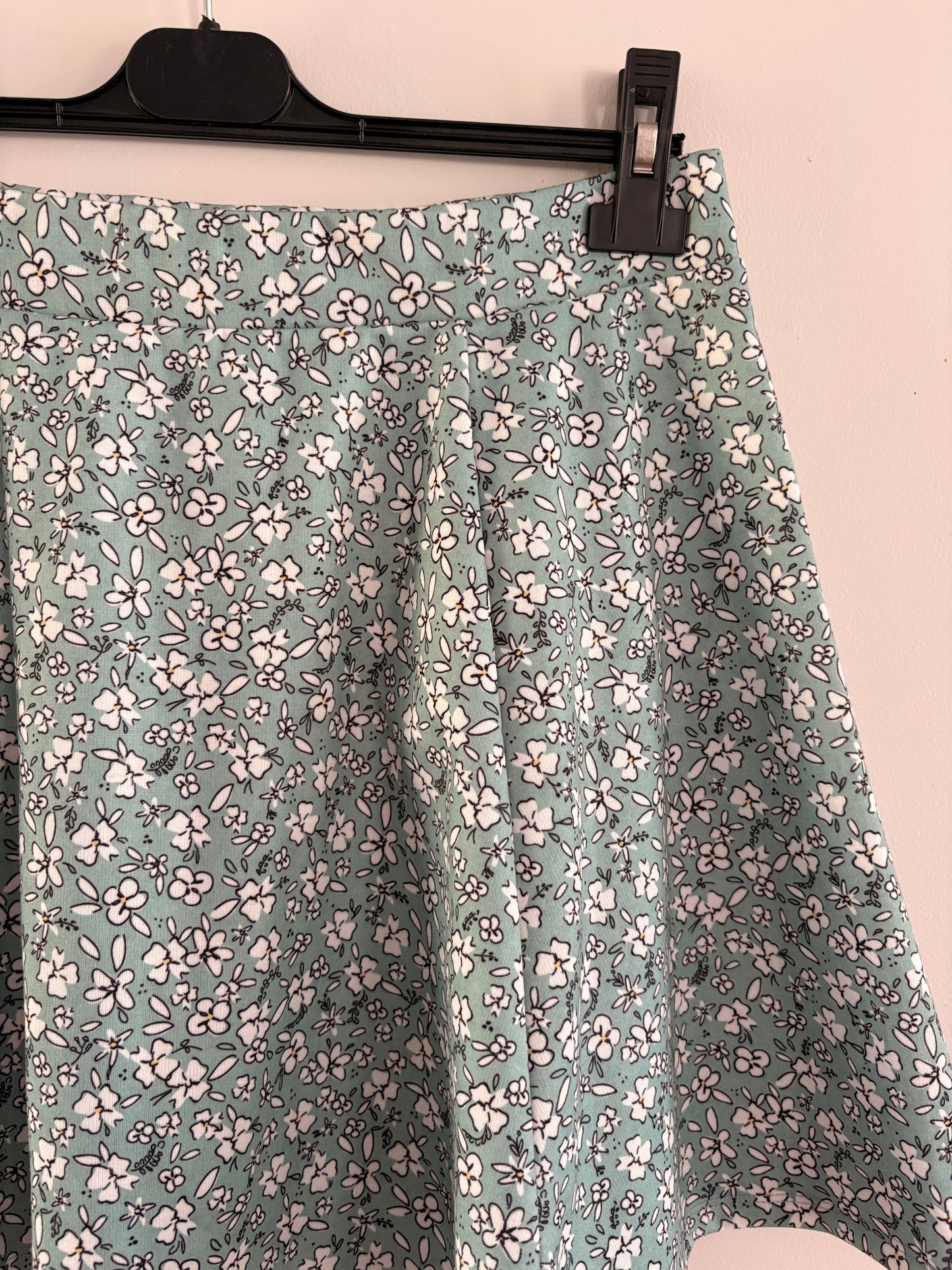 Jupe Courte Fleurie Bleu Turquoise taille L