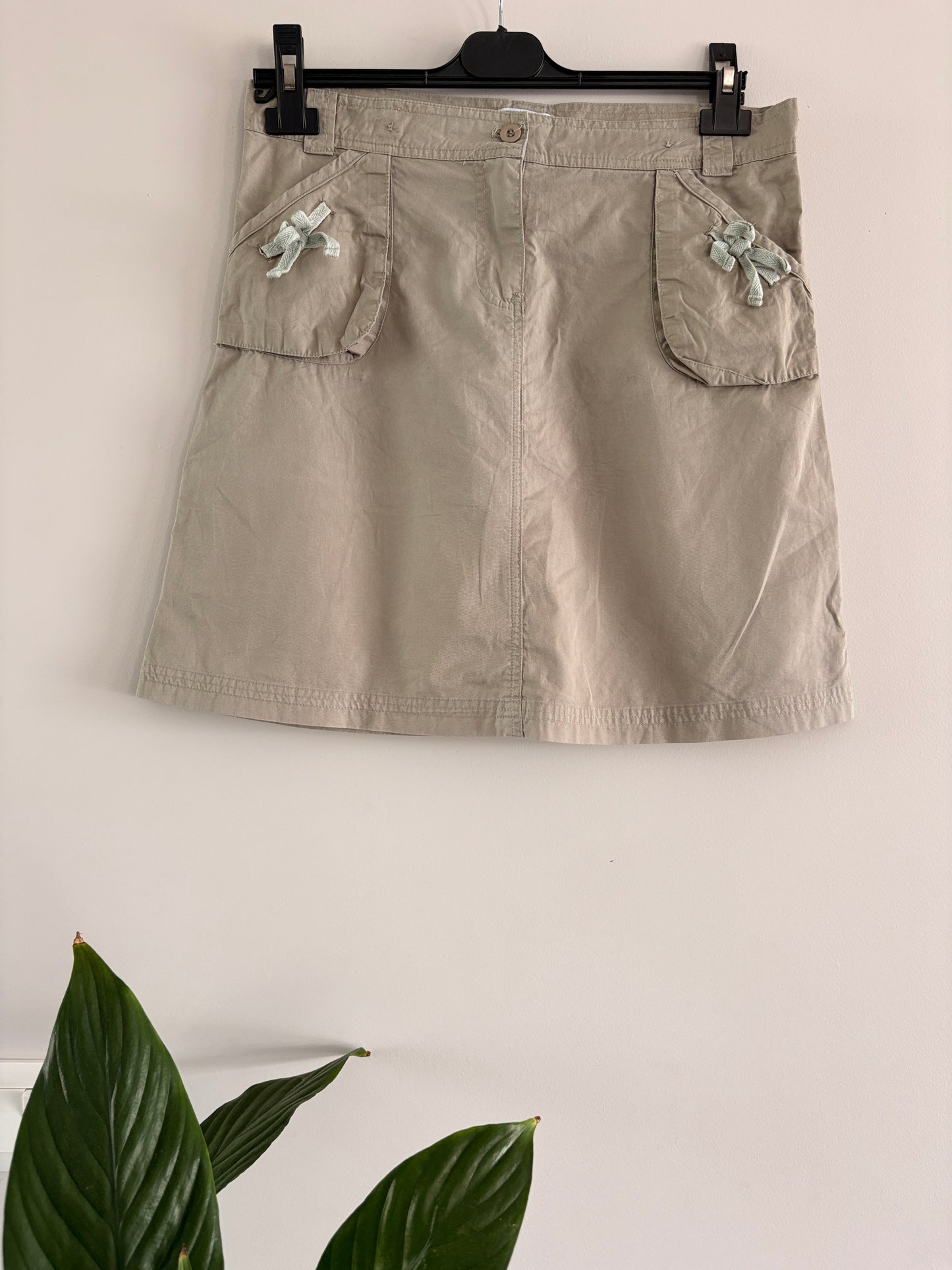 Jupe Beige Fille – Poches & Nœuds Menthe 12 ans