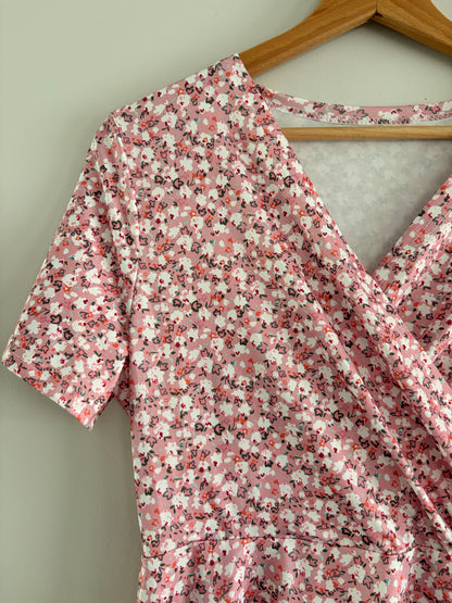 Robe Fleurie Rose Cache-Cœur Taille M/38