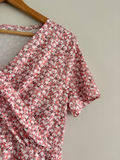 Robe Fleurie Rose Cache-Cœur Taille M/38