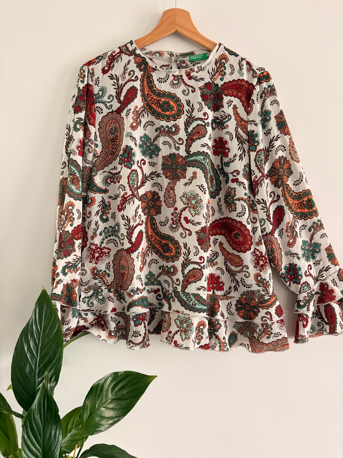 Blouse Paisley Ivoire Manches Volantées – United Colors of Benetton taille M