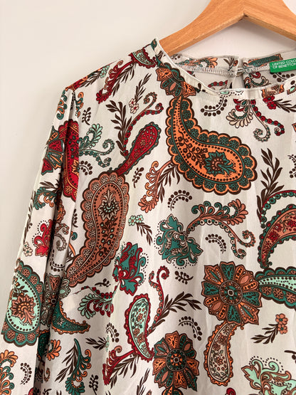 Blouse Paisley Ivoire Manches Volantées – United Colors of Benetton taille M