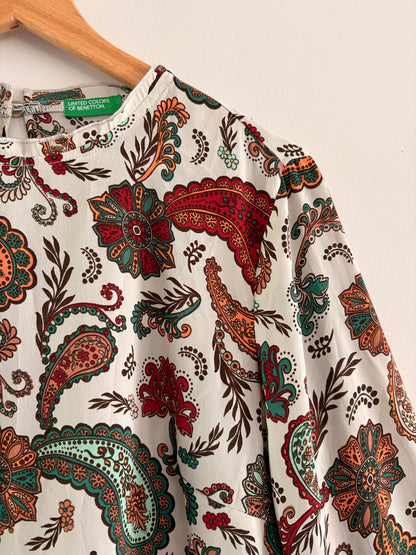 Blouse Paisley Ivoire Manches Volantées – United Colors of Benetton taille M