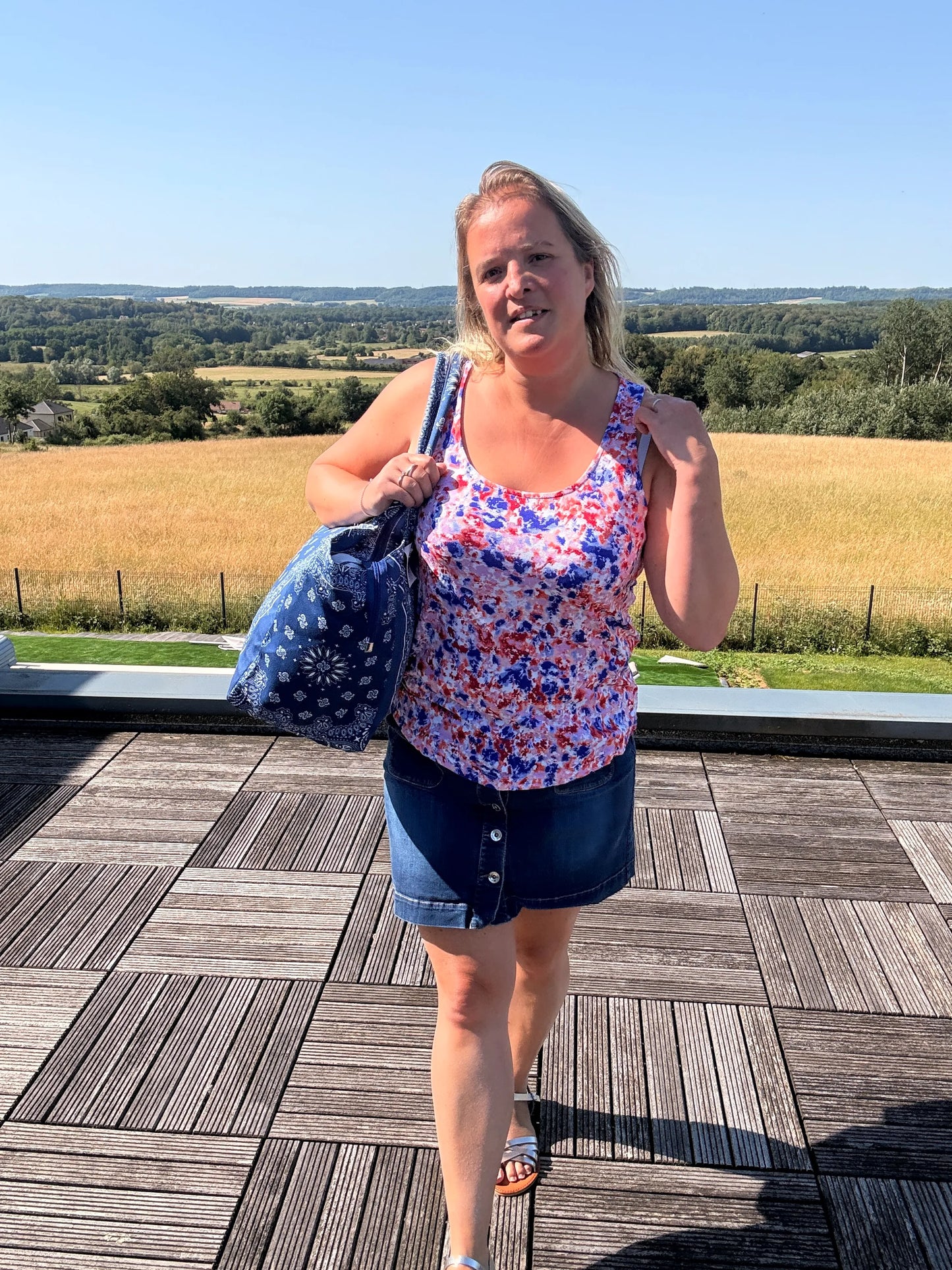 Sac Cabas Coton Paisley Bleu – Grand Format Zippé Plage & Quotidien