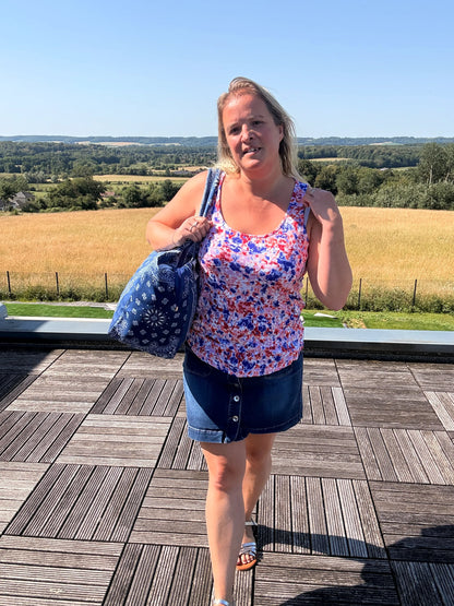 Sac Cabas Coton Paisley Bleu – Grand Format Zippé Plage & Quotidien