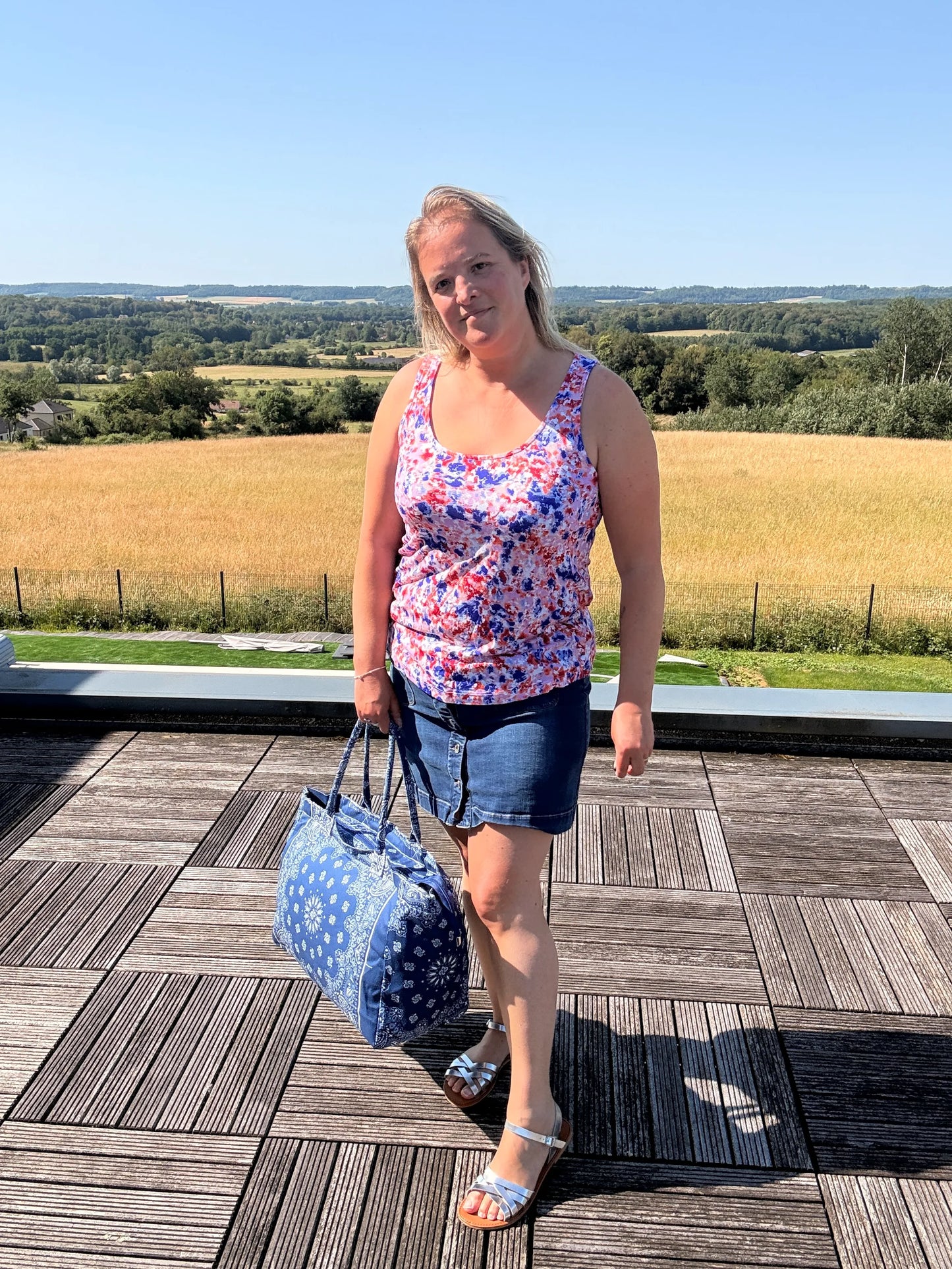 Sac Cabas Coton Paisley Bleu – Grand Format Zippé Plage & Quotidien