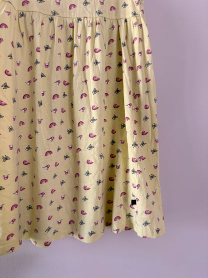 Robe Enfant Sans Manches Jaune Citron – Imprimé Papillons & Arcs-en-ciel taille 8 ans