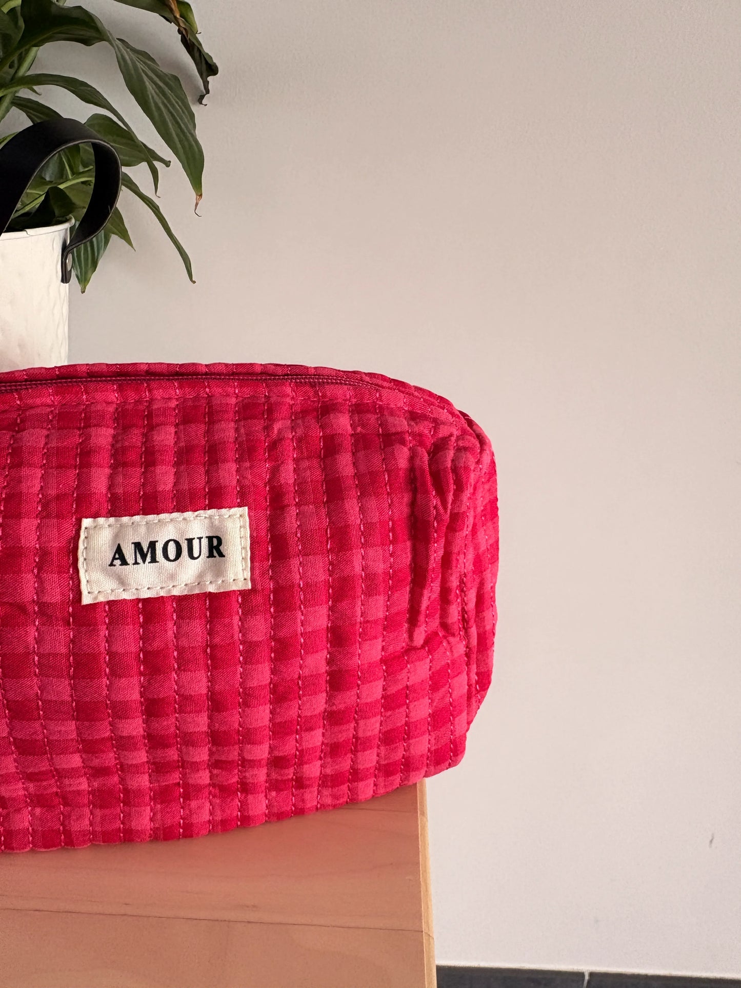 Trousse Maquillage Matelassée AMOUR - Rose Fuchsia