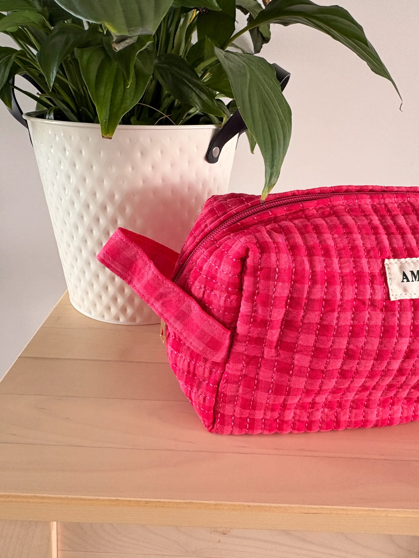 Trousse Maquillage Matelassée AMOUR - Rose Fuchsia