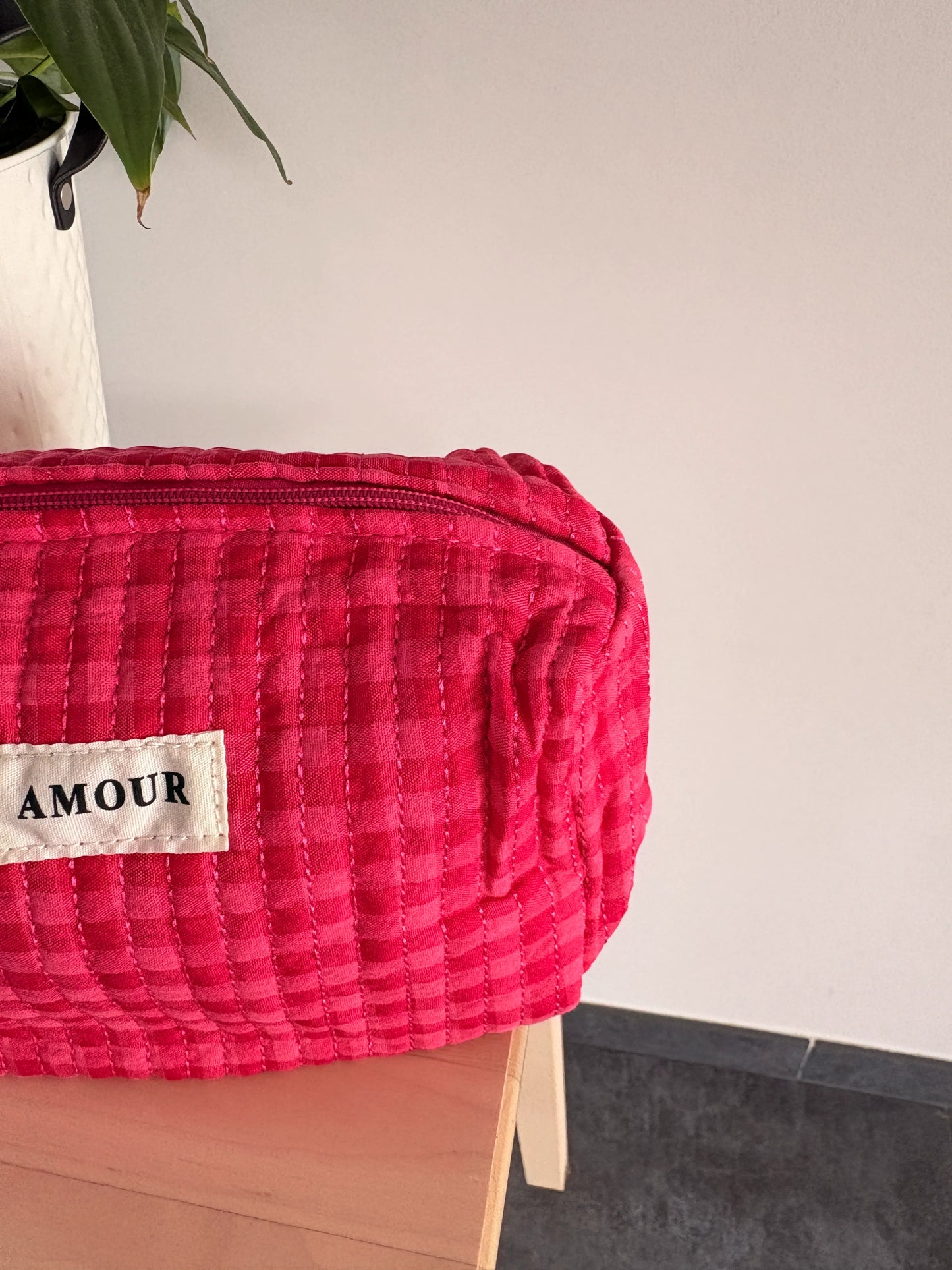 Trousse Maquillage Matelassée AMOUR - Rose Fuchsia