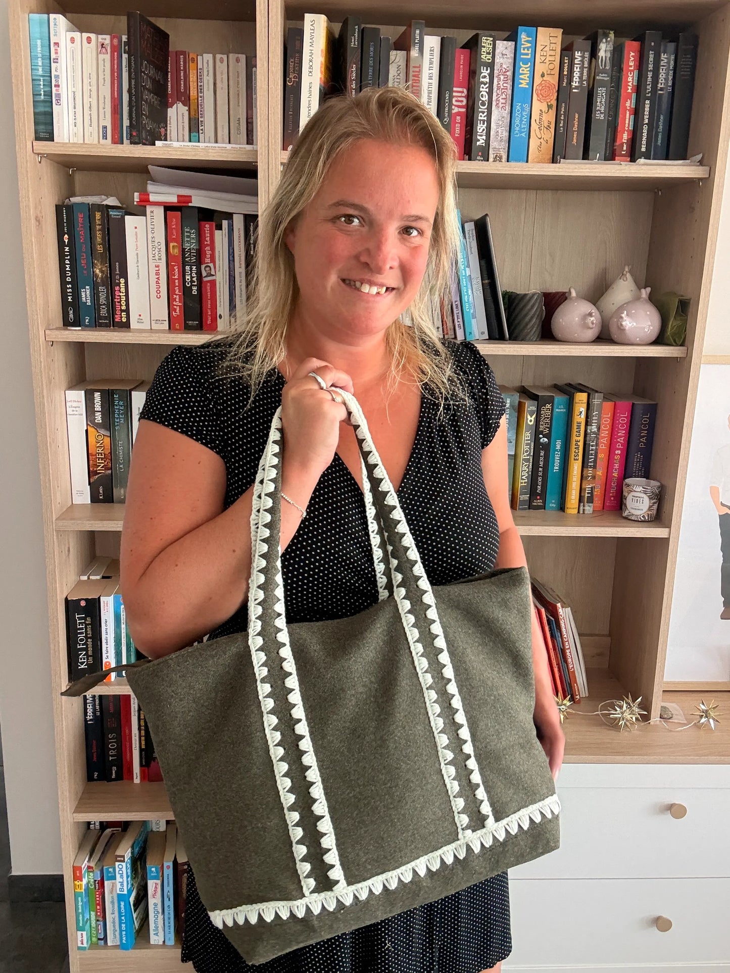 Tote Bag Feutrine Douce – Kaki & Écru