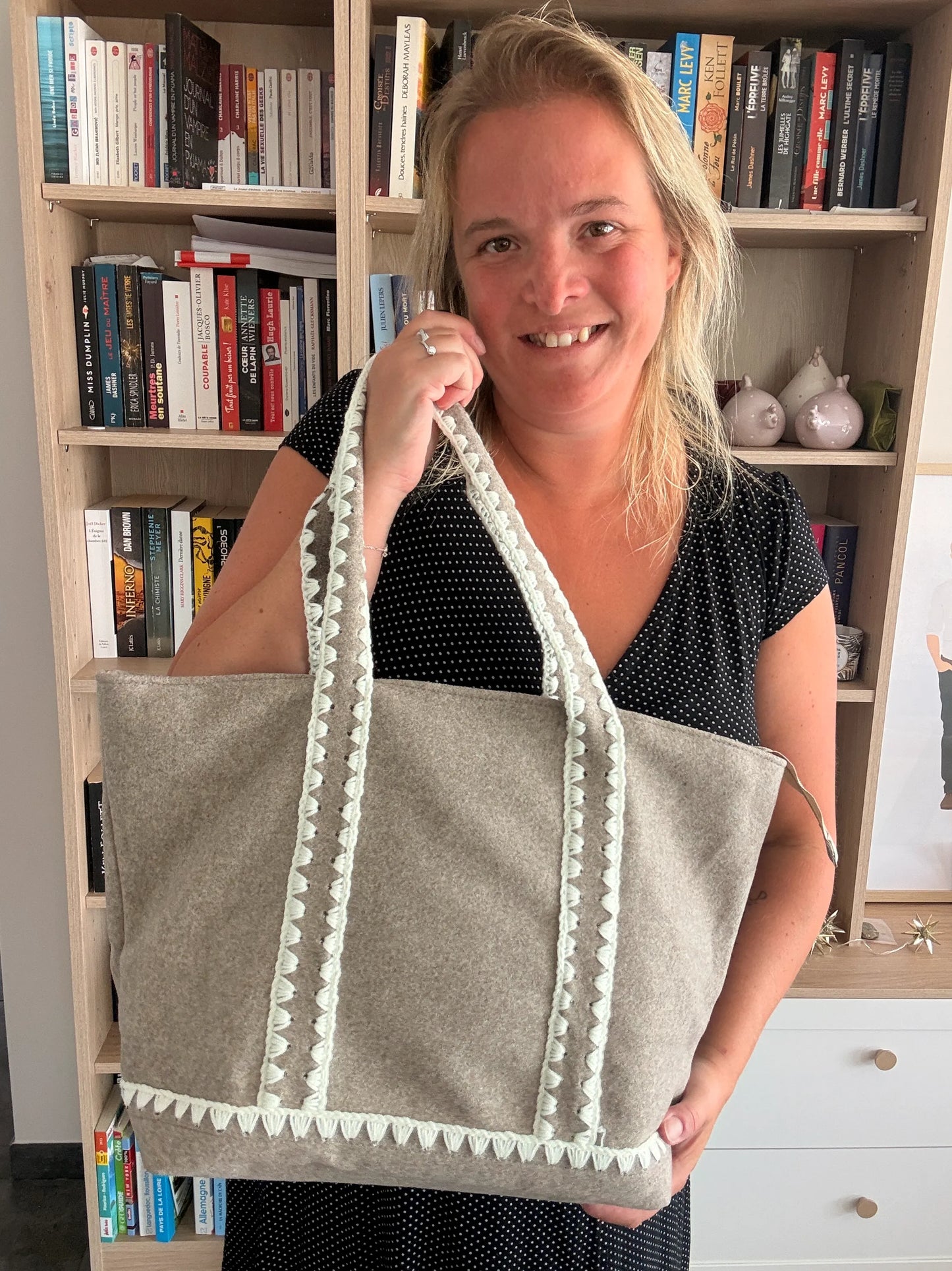 Tote Bag Feutrine Douce – Gris Naturel & Écru