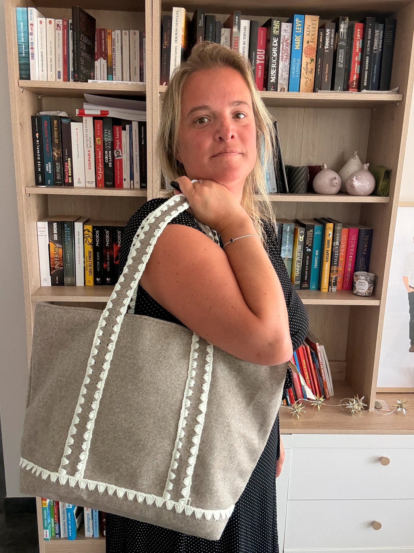 Tote Bag Feutrine Douce – Gris Naturel & Écru