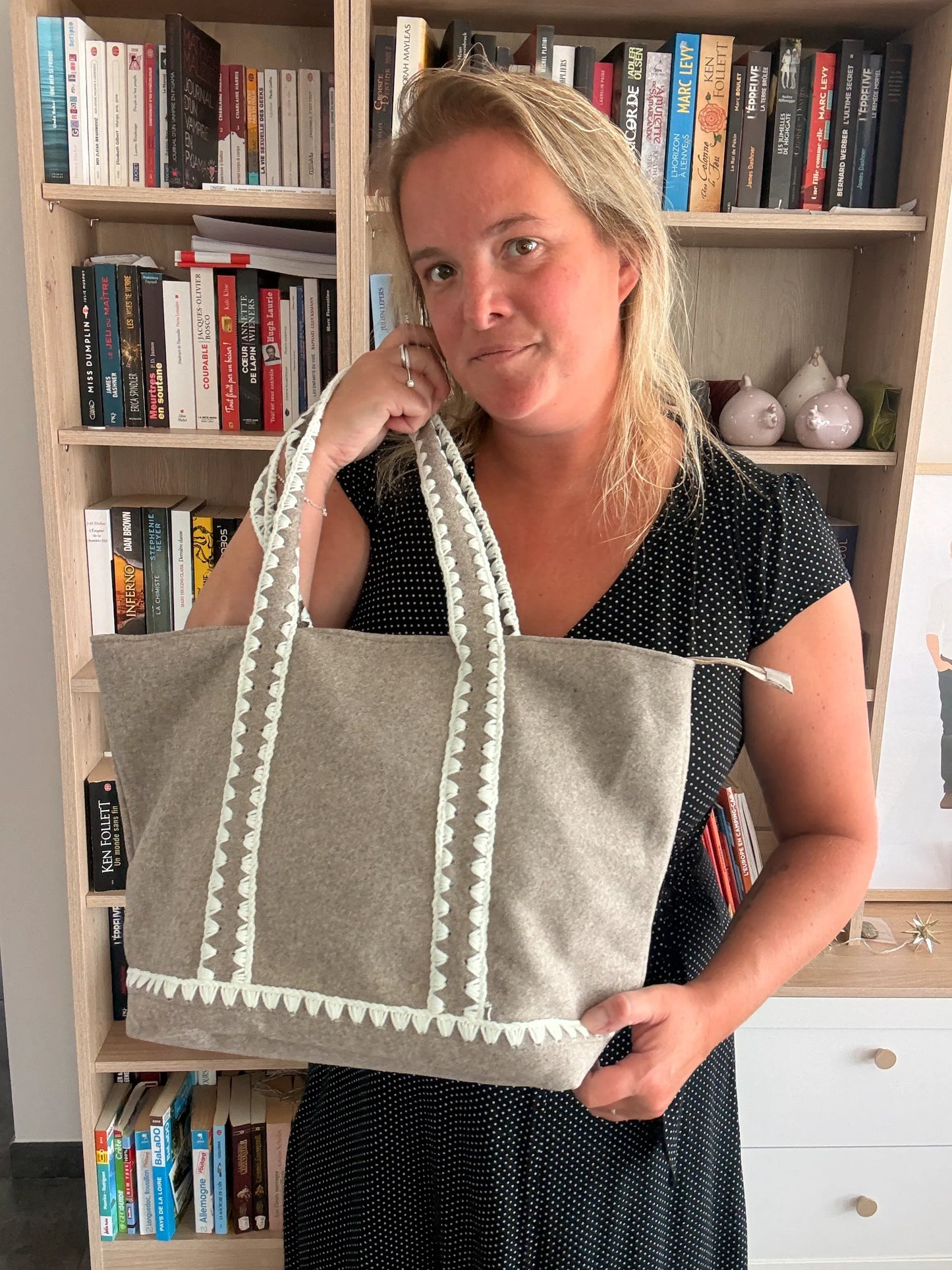 Tote Bag Feutrine Douce – Gris Naturel & Écru
