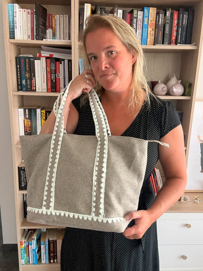 Tote Bag Feutrine Douce – Gris Naturel & Écru